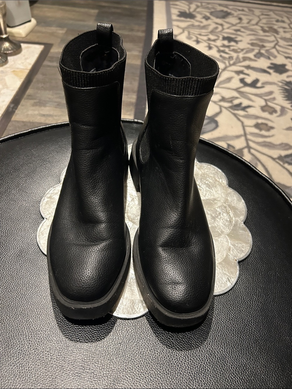 Kenneth Cole Black Leather Pull-On Chelsea Ankle Boots
